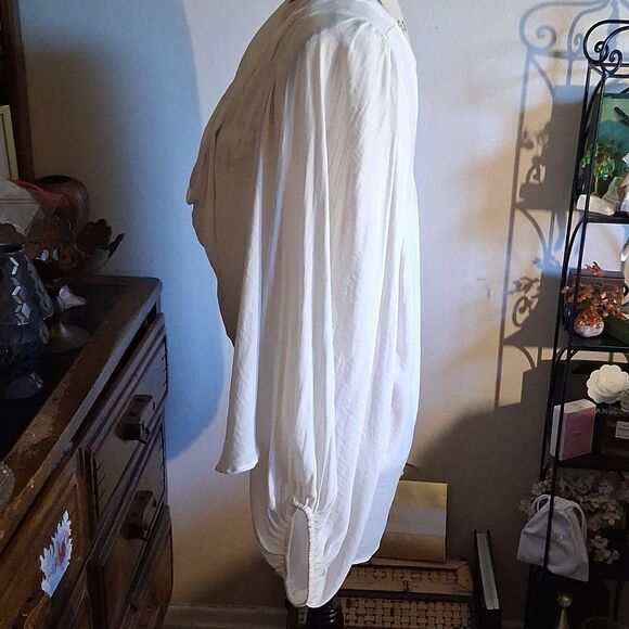 Free People White Drape Neck Women's Blouse Size Medium - Picture 7 of 8